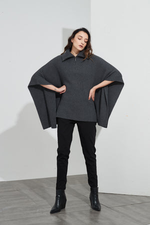 ZIP COLLAR PONCHO