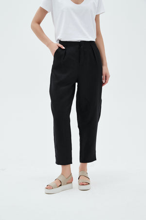 Linen Pants for Woman, Paper Bag, Capri Linen Pants, Trousers With