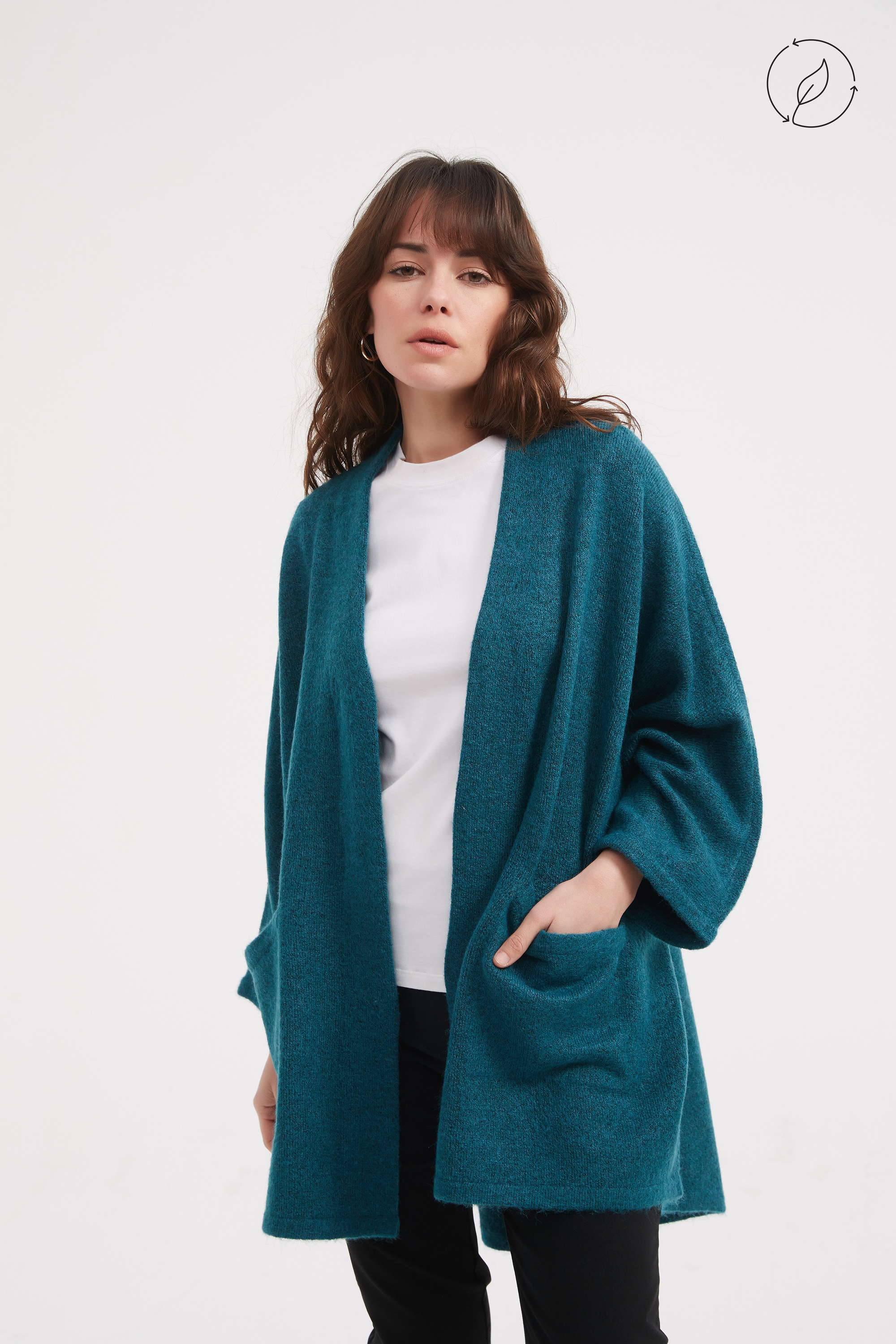 Dark 2025 teal cardigan