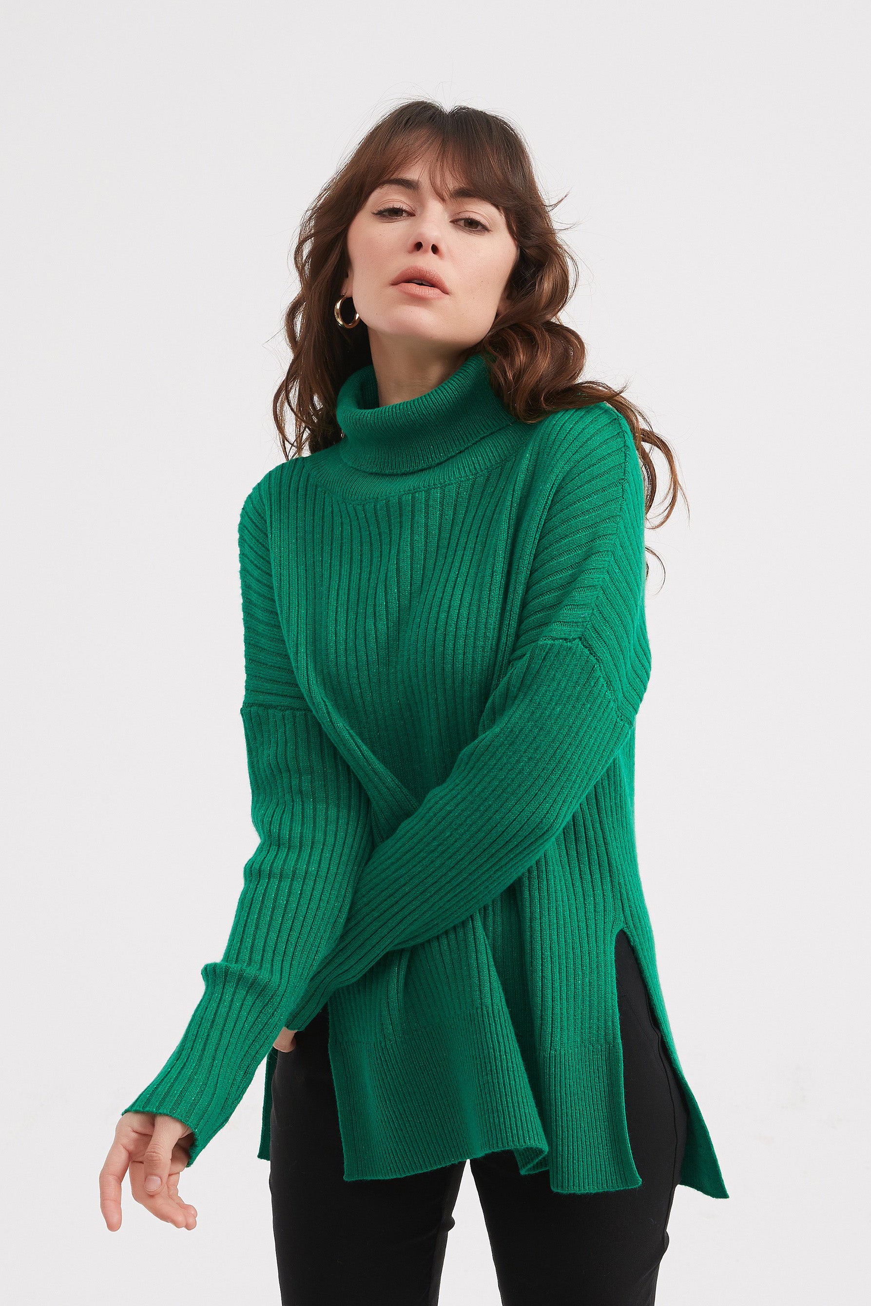 Green turtle sale neck sweater