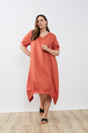 DEEPER V NECK BILLOW DRESS