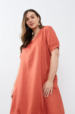 DEEPER V NECK BILLOW DRESS