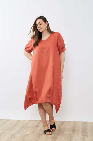 DEEPER V NECK BILLOW DRESS