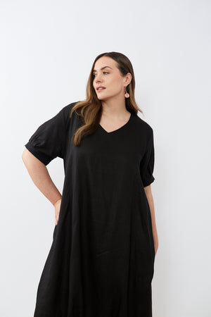 DEEPER V NECK BILLOW DRESS