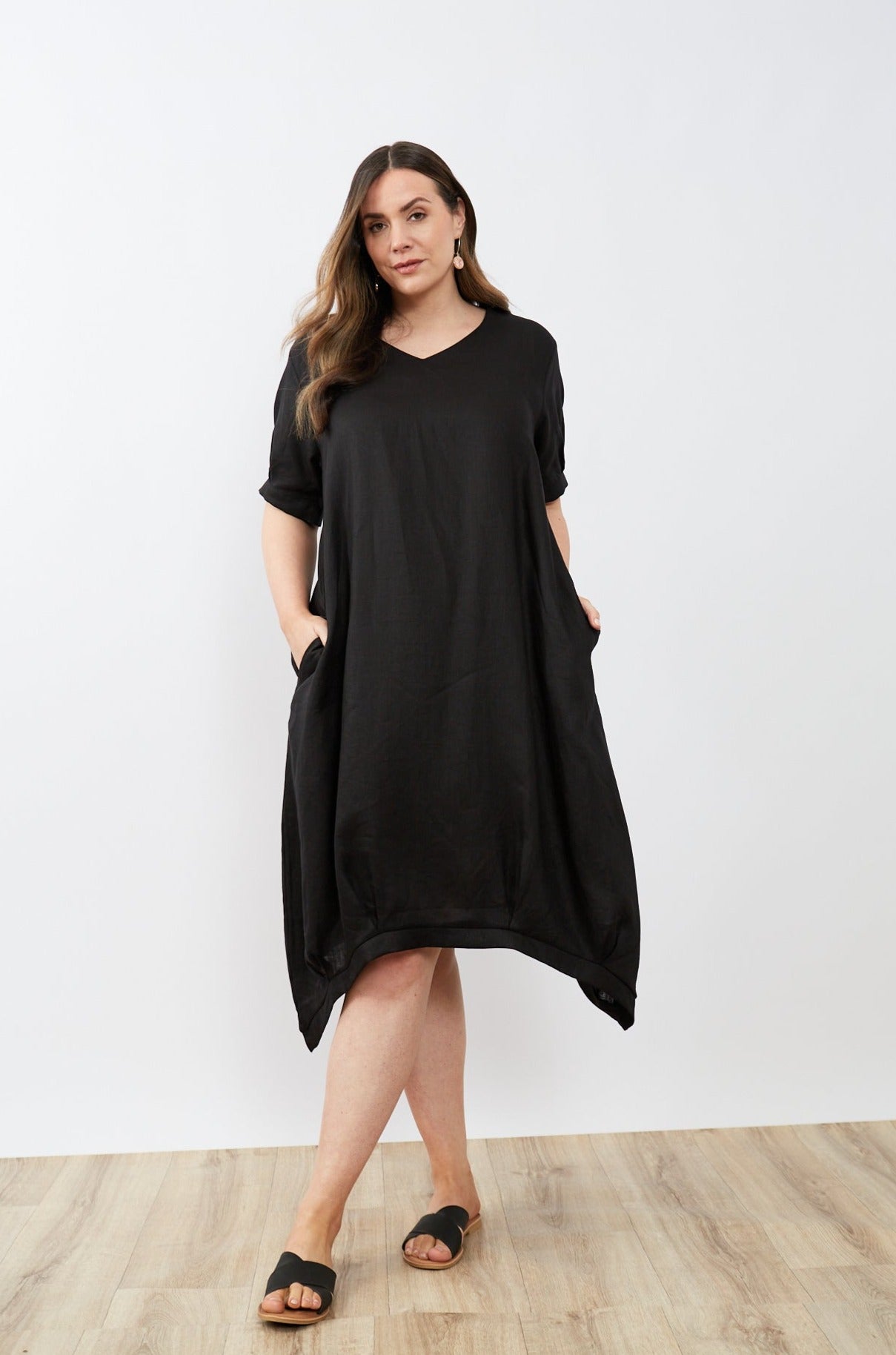 DEEPER V NECK BILLOW DRESS