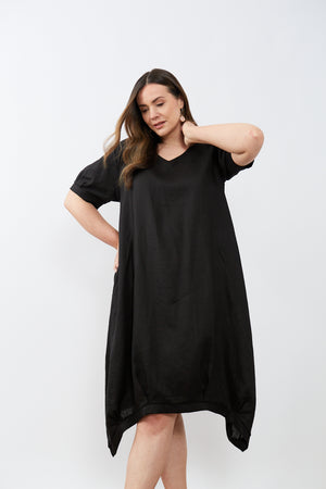 DEEPER V NECK BILLOW DRESS