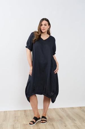 DEEPER V NECK BILLOW DRESS