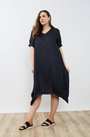 DEEPER V NECK BILLOW DRESS