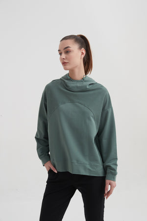 FRONT CURVE HOODED SWEAT