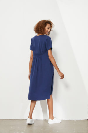 V NECK DEEP POCKET DRESS