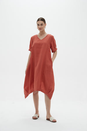 DEEPER V NECK BILLOW DRESS