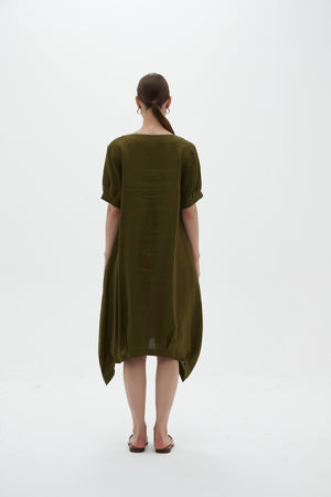 DEEPER V NECK BILLOW DRESS