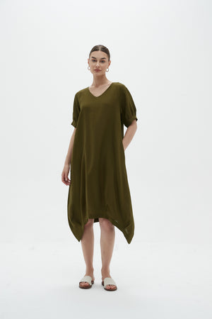 DEEPER V NECK BILLOW DRESS