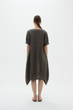 DEEPER V NECK BILLOW DRESS