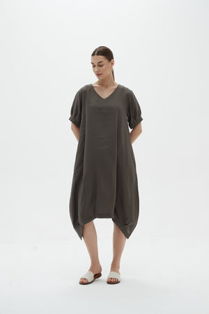 DEEPER V NECK BILLOW DRESS